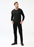 Süvari O Yaka Slim Fit Siyah Erkek Kazak TR2013700260