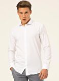 Süvari Slim Fit Klasik Yaka Düz Beyaz Erkek Gömlek GM1007100473