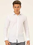 Süvari Slim Fit Klasik Yaka Düz Beyaz Erkek Gömlek GM1007100478