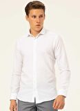 Süvari Slim Fit Klasik Yaka Düz Beyaz Erkek Gömlek GM1007100478