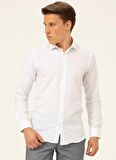 Süvari Slim Fit Klasik Yaka Düz Beyaz Erkek Gömlek GM1007100478