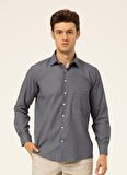 Süvari Slim Fit Klasik Yaka Düz Lacivert Erkek Gömlek GM1007100483