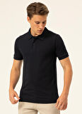 Süvari Polo Yaka Armürlü Lacivert Erkek T-Shirt TS1014000268