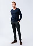 Süvari O Yaka  Slim Fit Armürlü Lacivert Erkek Kazak TR2013700288
