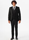 Süvari Sivri Yaka Slim Fit Siyah Erkek Takım Elbise Tk1001100114