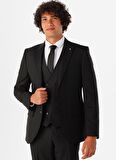 Süvari Sivri Yaka Slim Fit Siyah Erkek Takım Elbise Tk1001100114