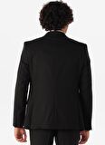 Süvari Sivri Yaka Slim Fit Siyah Erkek Takım Elbise Tk1001100114