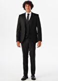 Süvari Sivri Yaka Slim Fit Siyah Erkek Takım Elbise Tk1001100114