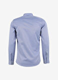 Süvari Slim Fit Klasik Yaka Armürlü Mavi Erkek Gömlek GM2024700376