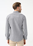 Süvari Slim Fit Klasik Yaka Armürlü Lacivert Erkek Gömlek GM2024700377