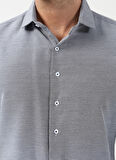 Süvari Slim Fit Klasik Yaka Armürlü Lacivert Erkek Gömlek GM2024700377
