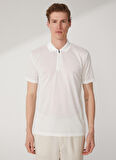 Süvari Polo Yaka Armürlü Beyaz Erkek T-Shirt TS1014000284