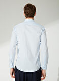 Süvari Slim Fit Klasik Yaka Armürlü Mavi - Buz Erkek Gömlek Gm2024700397