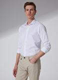 Süvari Slim Fit Klasik Yaka Armürlü Beyaz Erkek Gömlek GM2024700398
