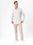 Süvari Slim Fit Düğmeli Yaka Düz Su Yeşili Erkek Gömlek GM1008400242