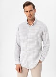 Süvari Slim Fit Düğmeli Yaka Düz Su Yeşili Erkek Gömlek GM1008400242