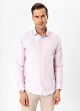 Süvari Slim Fit Klasik Yaka Armürlü Pembe Erkek Gömlek GM2024700402