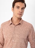 Süvari Slim Fit Klasik Yaka Armürlü Kiremit Erkek Gömlek GM2024700406