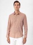Süvari Slim Fit Klasik Yaka Armürlü Kiremit Erkek Gömlek GM2024700406