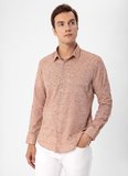 Süvari Slim Fit Klasik Yaka Armürlü Kiremit Erkek Gömlek GM2024700406