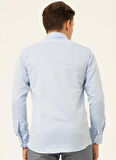 Süvari Slim Fit Klasik Yaka Armürlü Mavi Erkek Gömlek GM2024700424