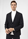 Süvari Slim Fit Siyah Erkek Armürlü Ceket CT2021600310