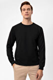 O Yaka Slim Kalıp Armürlü Sweatshirt