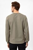 O Yaka Slim Kalıp Armürlü Sweatshirt