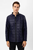 Lacivert Slim Kapitone Mont