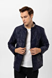 Lacivert Slim Kapitone Mont