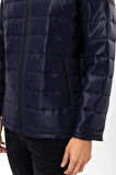 Lacivert Slim Kapitone Mont
