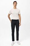 Lacivert Slim Fit 5 Cep Kalıp Armürlü Kanvas Pantolon