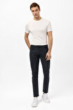 Lacivert Slim Fit 5 Cep Kalıp Armürlü Kanvas Pantolon