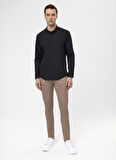 Süvari Slim Fit Klasik Yaka Düz Siyah Erkek Gömlek GM1007100578