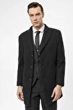 Süvari Slim Fit Yünlü Sivri Yaka Antrasit Erkek Kaban