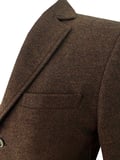 Süvari Slim Fit Mono Yaka Kahverengi Yünlü Erkek Kaban