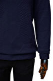 Süvari Bol Kesim O Yaka Kapitone Etnik Desenli Siyah Sweatshirt