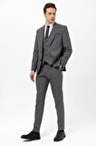 Süvari Slimfit Armürlü Yelekli Takım Elbise
