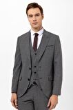 Süvari Slimfit Armürlü Yelekli Takım Elbise