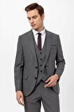 Süvari Slimfit Armürlü Yelekli Takım Elbise