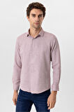 Köşeli Manşet Slim Kalıp Armürlü Gömlek