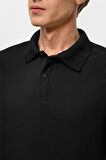Siyah Regular Armürlü Polo Yaka Tişört
