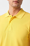 Sarı Slim Fit Armürlü Polo Yaka Tişört