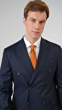 Lacivert Slim Fit Desenli Sivri Yaka 6 Drop Klasik Takım Elbise