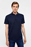 Lacivert Regular Armürlü Polo Yaka Tişört