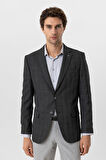 Antrasit Regular Fit Desenli Mono Yaka 6 Drop Ceket