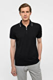 Siyah Slim Fitilli Polo Yaka Tişört