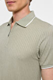 Haki Slim Fitilli Polo Yaka Tişört