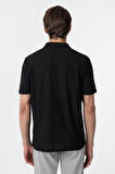Siyah Regular Armürlü Polo Yaka Tişört