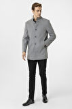 Süvari Dar Kesim Hakim Yaka Gri Erkek Kaban